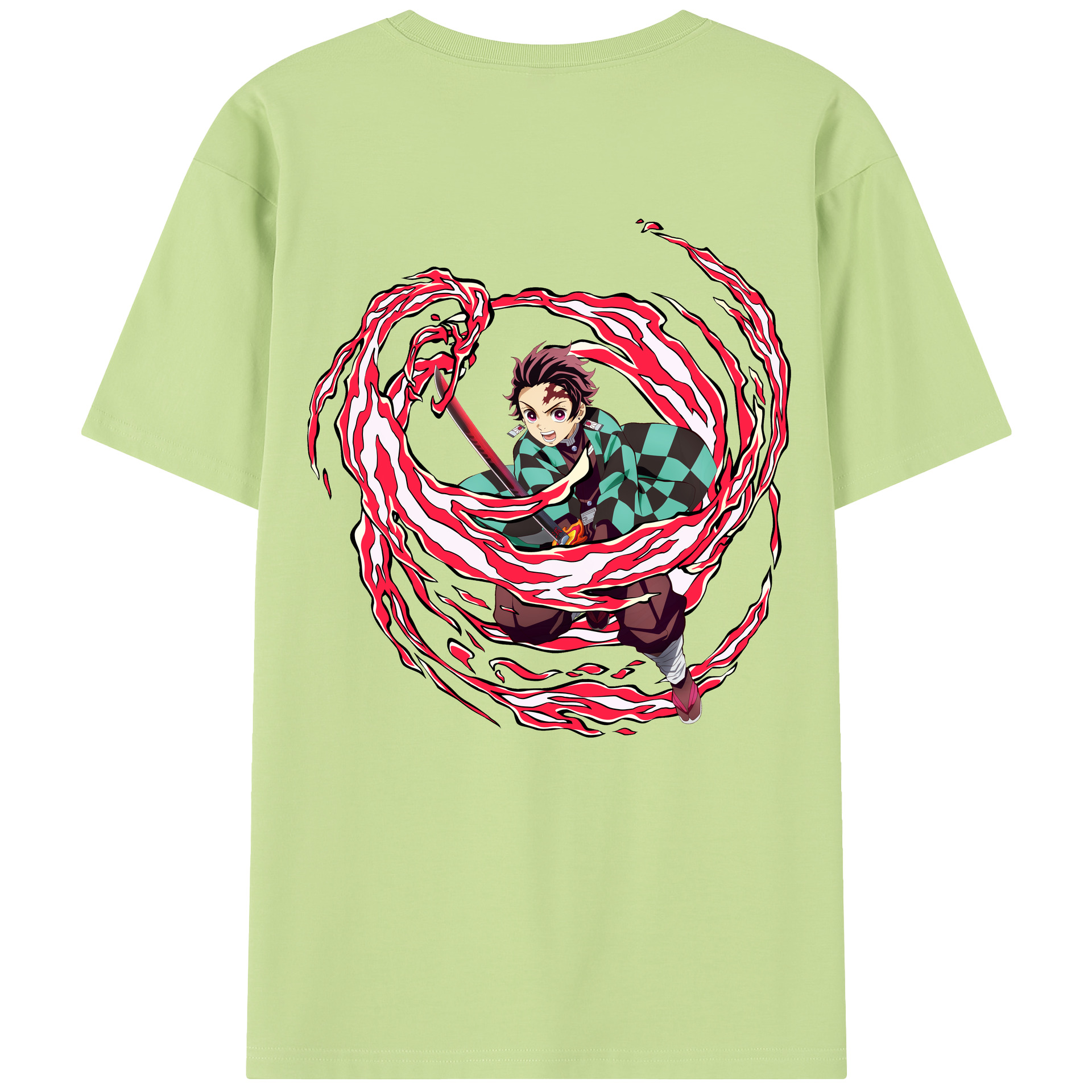 （画像用） 鬼滅の刃 竈門 炭治郎／かまど たんじろう Kamado Tanjirou 綿100％半袖Tシャツ（背面プリント）